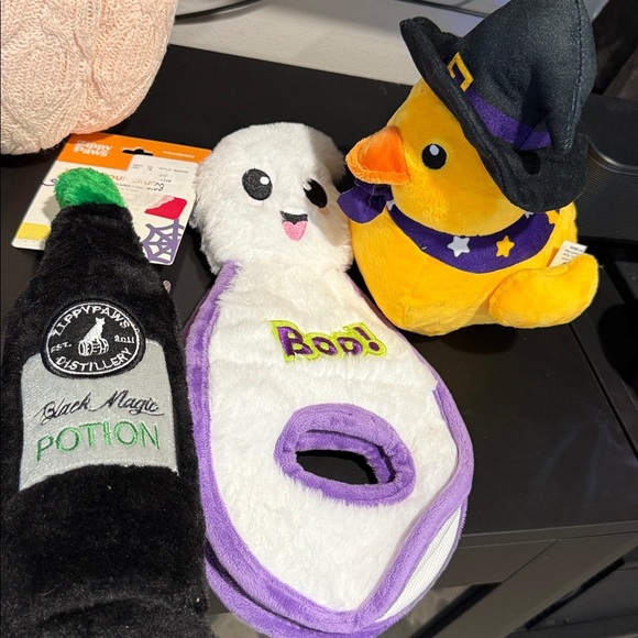Halloween Dog Toys Set - Ghost and Witch Duck and water bottle holder! All 3! - Picture 1 of 4